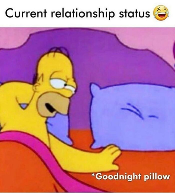Homer Simpson humorously embraces his love life with a goodnight pillow in a funny dating memes scene.