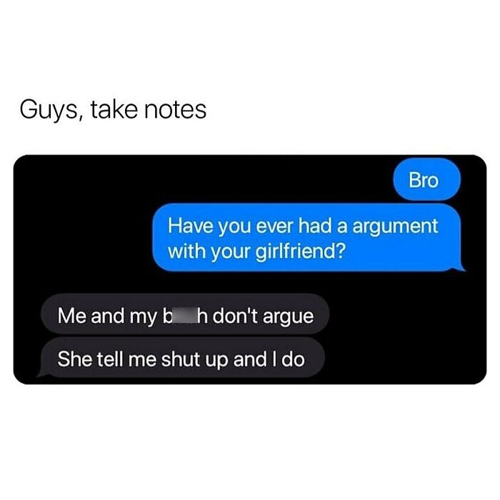 Text message meme about relationships with a humorous reply on avoiding arguments, featuring wholesome relationship memes.