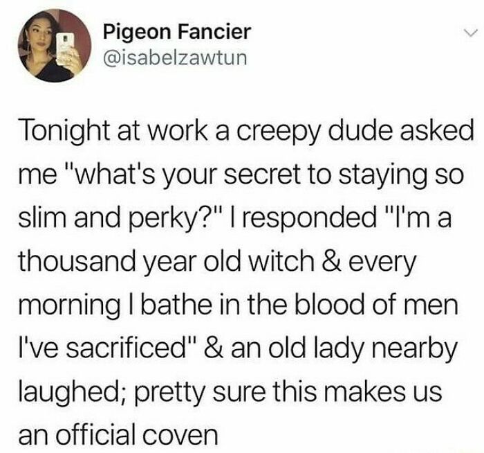 Screenshot of a humorous social media post featuring a relatable meme about quirky relationship and personal boundaries.