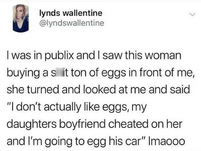 Social media post sharing a funny and relatable relationship meme about revenge and cheating in a humorous way.