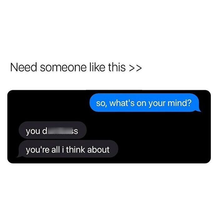 Text message conversation showing a person asking what's on the other's mind, with loving and relatable relationship memes.