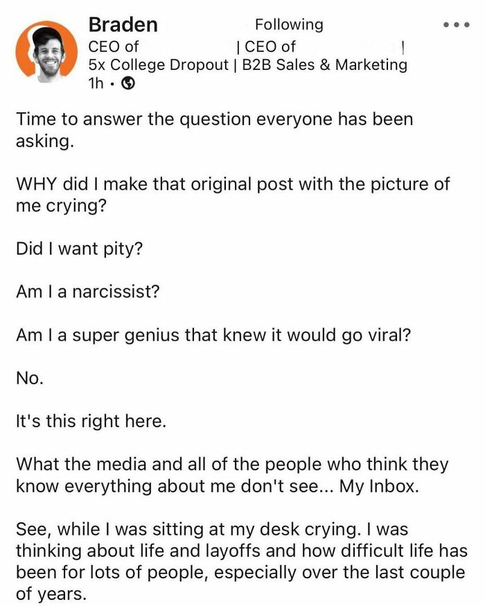 Social media post showing a person reflecting on hustle culture and its impact on real life and mental health.