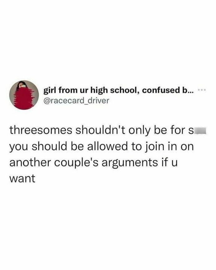 Funny relatable social media post about joining other couples' arguments, perfect for laughter and fatigue relief.