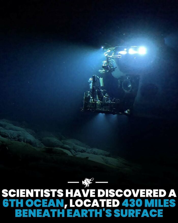 Deep sea exploration with submersible illuminating ocean floor 430 miles beneath Earth's surface.