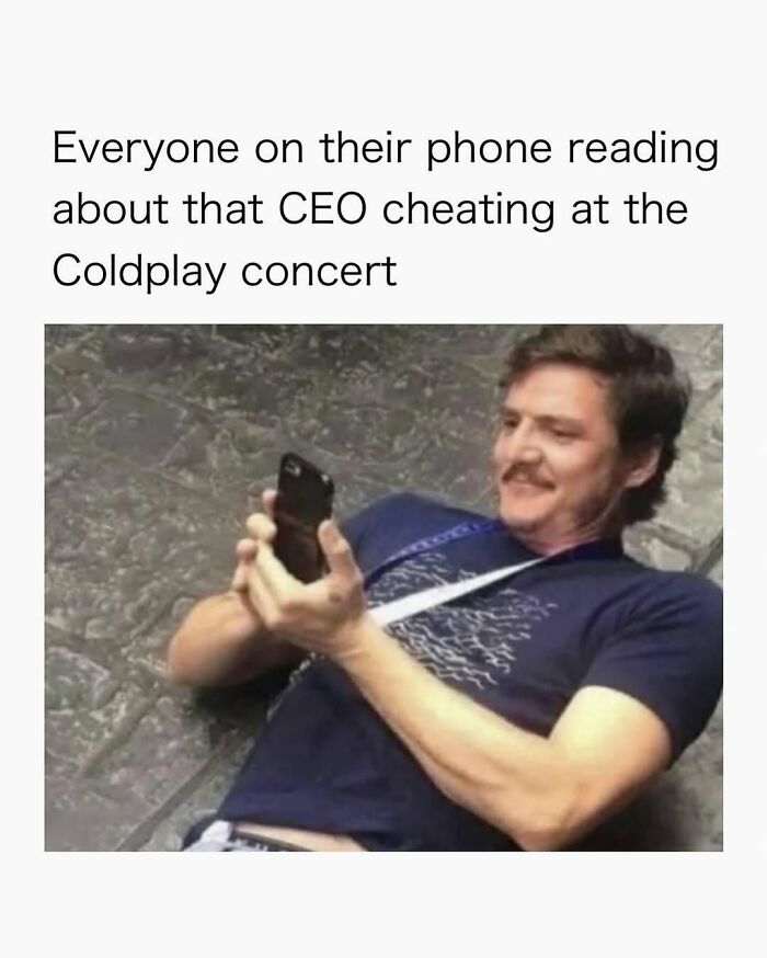 Man lying on the floor smiling while using his phone, a relatable funny meme about reading shocking news online.