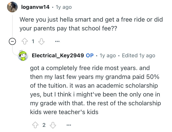 Reddit user who studied in a prestigious private school shares details about scholarships and tuition payment.