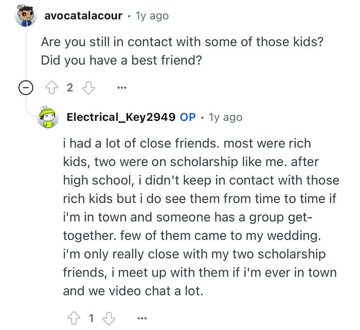 Reddit user studied in a prestigious private school shares experience about friendships and staying connected after graduation.