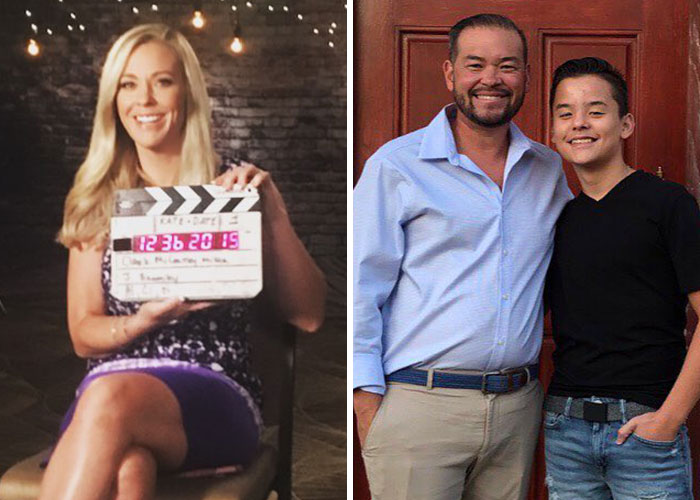 Woman holding a film clapperboard and two males smiling, illustrating celebrities called out over awful parenting.