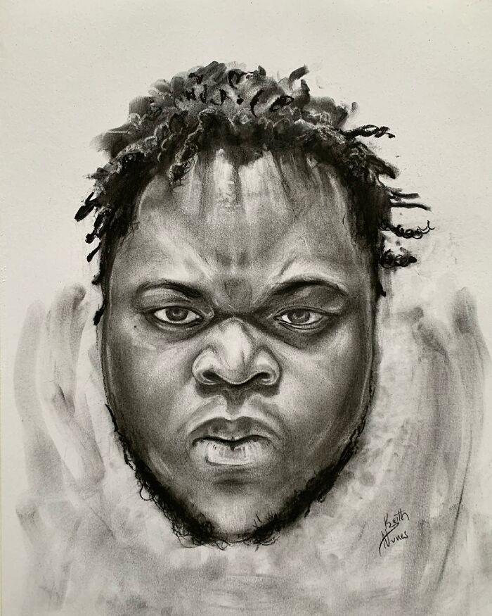 Realistic pencil portrait of a man with detailed facial features and textured hair showcasing incredible pencil portrait skills.