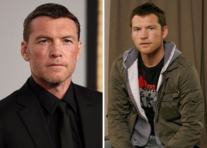 Two photos of a male celebrity, one formal in a black suit and tie, and one casual in a jacket and hoodie, representing celebrities who experienced homelessness.