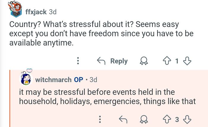 Screenshot of a Reddit conversation about the stress and lack of freedom working as a personal assistant for billionaires.