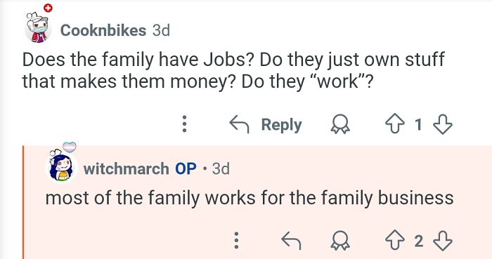 Screenshot of a social media Q&A where a personal assistant discusses working for billionaire family businesses.