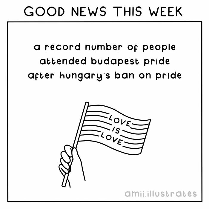 Hand holding a pride flag with love is love text, highlighting positive news about record Budapest Pride attendance despite Hungary's ban.