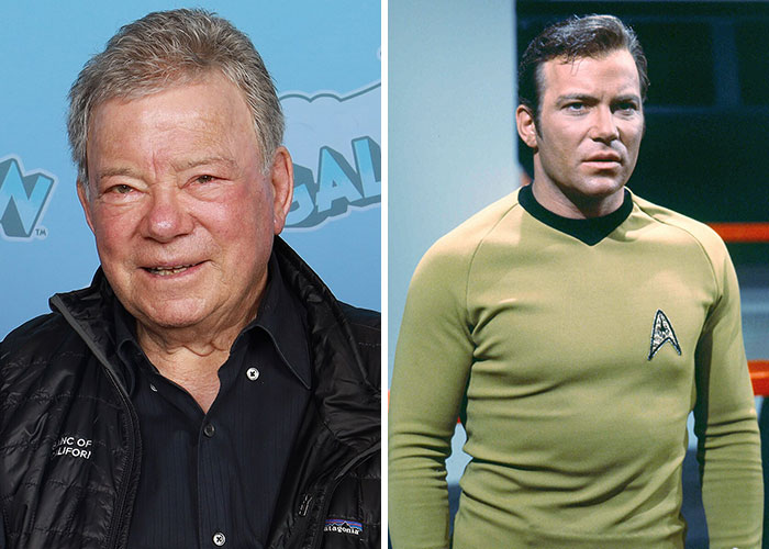 Left photo of a celebrity smiling at an event and right photo of the same actor in a Star Trek costume, related to celebrities who experienced homelessness.