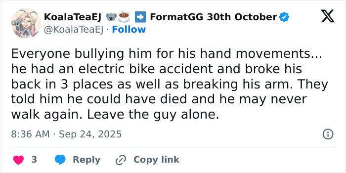 Tweet discussing Simon Cowell's electric bike accident causing severe injuries and concerns among fans about his recovery.