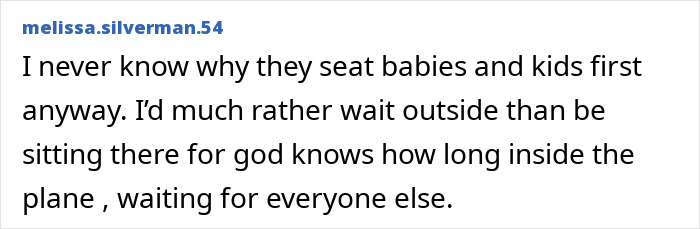 Comment about family trapped in dangerous heat on Paris flight, expressing frustration about seating babies and kids first.