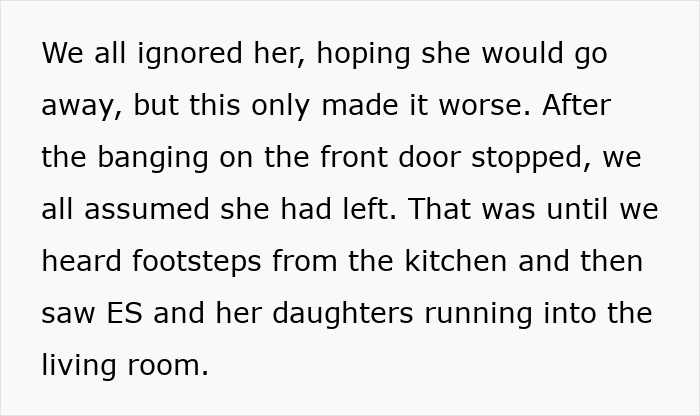 Alt text: Text excerpt about a sister misunderstanding a babysitting offer and sending adoption papers after the mix-up.
