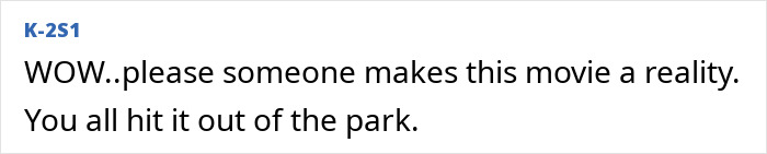 Fan comment expressing excitement about Harry Potter And The Cursed Child fan-made trailer and desire for a full movie.