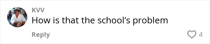 Comment saying how the school&rsquo;s problem, related to furious mom pulling son out of school after snack ban.