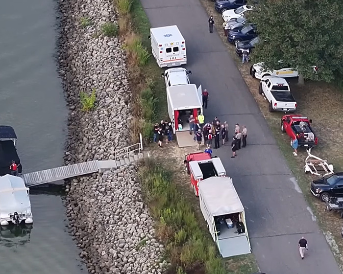 Emergency responders and officers gathered near a lakeside after unhinged Amish mom's chilling confession goes viral.