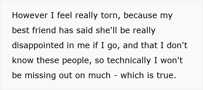 Text describing a guest unsure about attending a wedding after a positive Covid test, with the groom insisting attendance.