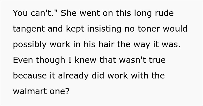 Rude salon employee refuses to sell box dye and calls out woman’s brother for using it in hair. Rude salon employee refuses to sell box dye and calls out woman’s brother for using it in hair.