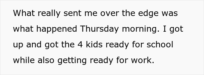 Text excerpt showing a woman describing her experience nannying his girlfriend&rsquo;s children while managing her own work and kids.