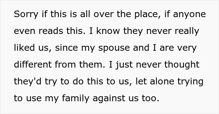 Text excerpt showing a person worried about spouse's parents disapproval and potential CPS call over dogs in the house.
