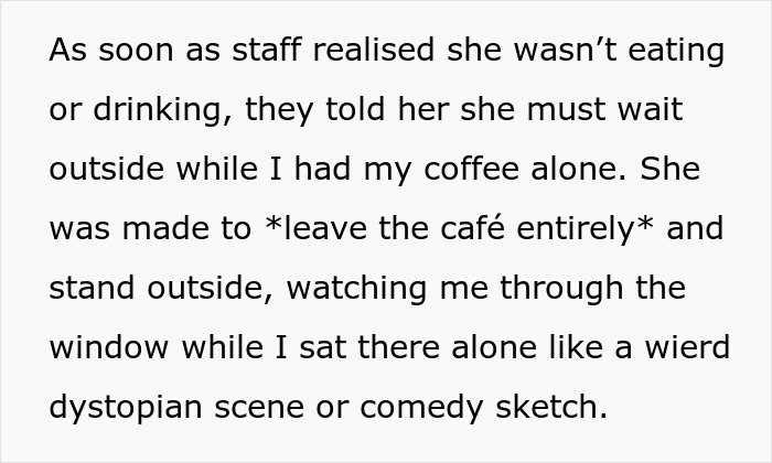 Couple criticizes caf&eacute;&rsquo;s rigid rules after wife with allergies forced to stand outside during coffee date.