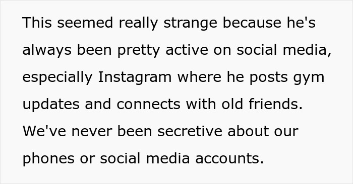 Text excerpt showing confusion after checking husband's phone during surgery, reflecting suspicious feelings.