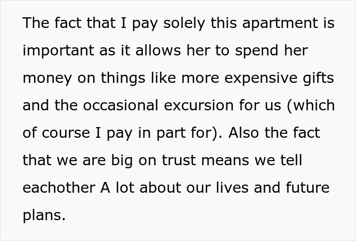 Text excerpt about a woman planning a solo trip and trust issues with her partner before leaving. Text excerpt about a woman planning a solo trip and trust issues with her partner before leaving.