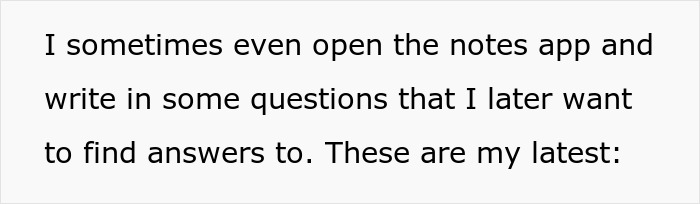 Text excerpt about opening notes app and writing questions, related to future MIL brands bride-to-be stupid controversy.