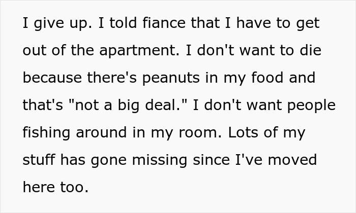 Woman dealing with anaphylactic shock caused by MIL, showing no remorse, expressing fear of peanut allergy reaction.
