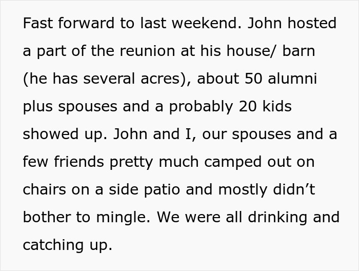 Text excerpt from a class reunion story about a man crushing his former bully&rsquo;s ego 25 years later.