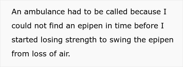 Text describing a woman in an emergency with an ambulance called due to anaphylactic shock and delayed epipen use.