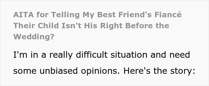 Woman struggling to hold friend&rsquo;s heavy secret, deciding to spill it to her fianc&eacute; right before the wedding.