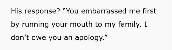 Text excerpt about a husband's harsh response to his pregnant wife after being called out for ignoring their baby.