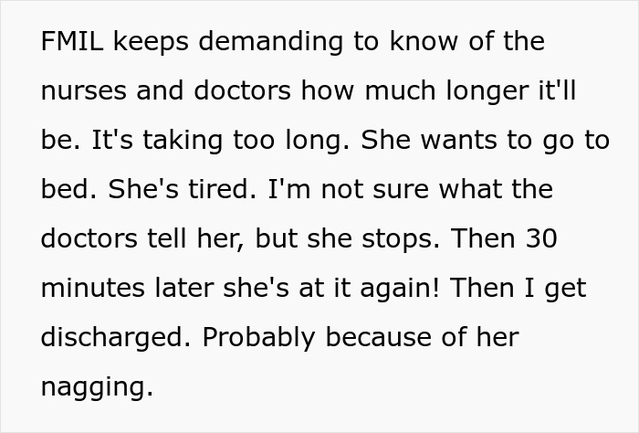 Text excerpt about family member demanding updates in hospital, related to woman&rsquo;s anaphylactic shock and ER visit.
