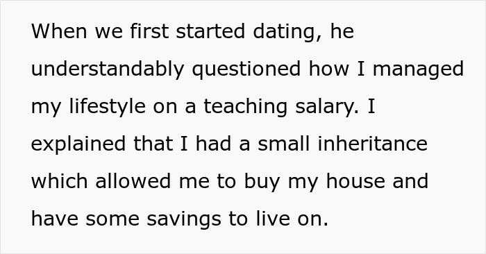 Text excerpt about managing lifestyle and house ownership on a teaching salary amid relationship discussions. Text excerpt about managing lifestyle and house ownership on a teaching salary amid relationship discussions.