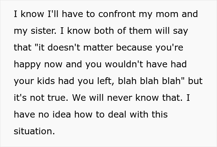 Text showing a woman reflecting on confronting her family about why she never got to study abroad and how to cope with it. Text showing a woman reflecting on confronting her family about why she never got to study abroad and how to cope with it.