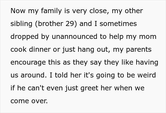 Text excerpt about woman forbidding BIL from talking to her despite family closeness and nephew visits, no explanation given.
