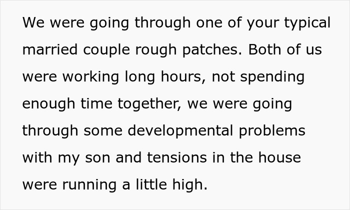 Text describing a married couple facing rough patches, hinting at tension and challenges in the relationship.