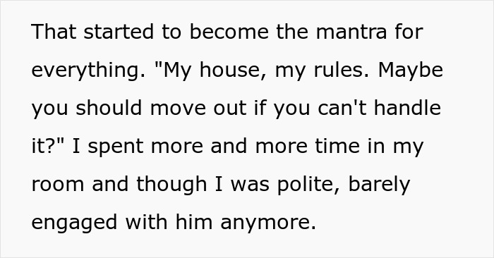 Text excerpt about a guy telling his roommate to move out, struggling with the mortgage after they actually do.