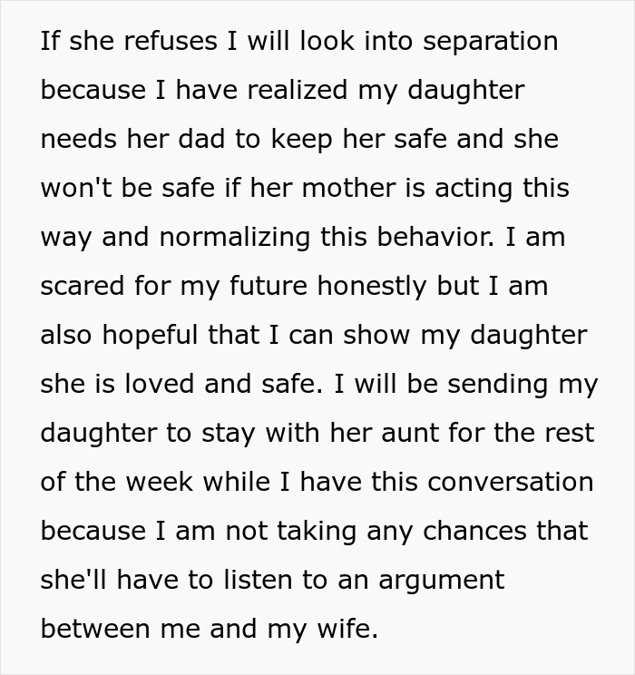 Alt text: Man explaining reasons for telling wife why daughter doesn&rsquo;t trust to ensure her safety and well-being.