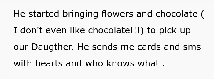 Text excerpt discussing husband&rsquo;s surprising gestures amid a story of MIL poisoning toddler with essential oils.