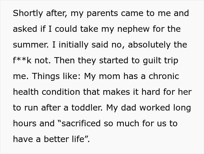 Single mom abandoning toddler as parents restart life, dealing with guilt and family challenges during summer care requests.