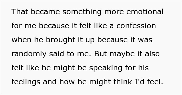 Text excerpt about emotional confession and feelings, relating to man losing first girlfriend and naming baby after her. Text excerpt about emotional confession and feelings, relating to man losing first girlfriend and naming baby after her.