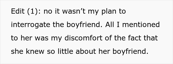 Text snippet about a woman&rsquo;s boyfriend acting secretive, and her mom feeling discomfort over knowing little about him.