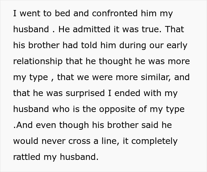 Text excerpt about a husband and his twin brother&rsquo;s surprising comments on relationship and type.