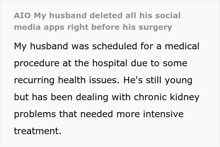 Wife feeling suspicious and confused after checking husband&rsquo;s phone deleted before surgery for medical treatment
